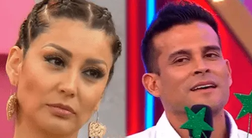 Karla Tarazona se burla de la estatura de Christian Domínguez en vivo, pero él la trolea: "¡Igual te hago caer!"