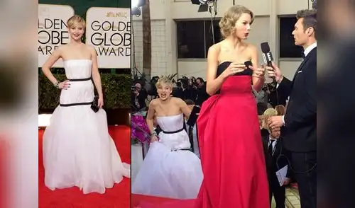 Jennifer Lawrence jugó broma a Taylor Swift en alfombra roja de los Globos de Oro elpopular.pe