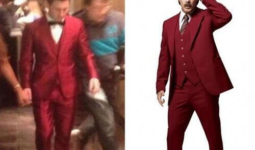 Lionel Messi víctima de memes por el traje rojo para el Balón de Oro elpopular.pe