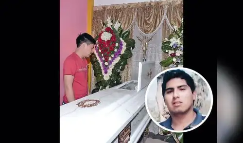 El cuerpo de wilfredo yace en el ataúd durante el velorio. elpopular.pe