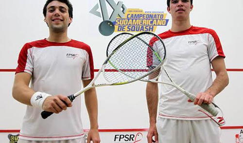 Diego Elías y Alonso Escudero se coronaron campeones en dobles del Sudamericano de Squash. elpopular.pe