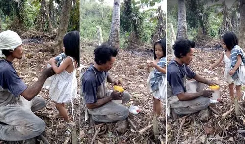 Mira este lindo de gesto de una niña con su padre en Filipinas elpopular.pe