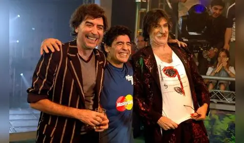 Diego Maradona junto a Joaquín Sabina y Charly García elpopular.pe