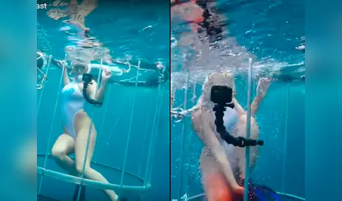 La actriz fue sorprendida por el animal de un momento a otro elpopular.pe