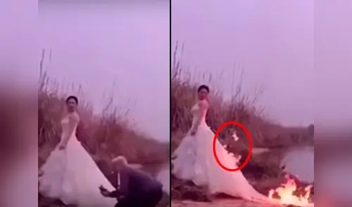 La mujer pidió ayuda para que apaguen las llamas elpopular.pe