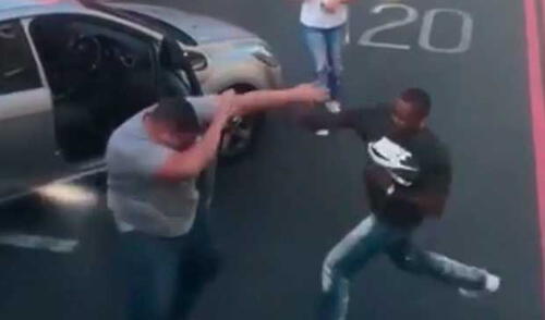 Brutal pelea callejera detuvo el tránsito en una calle de Londres elpopular.pe