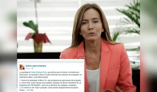 Hijo de ministra Martens desmiente que postuló a Beca 18 elpopular.pe