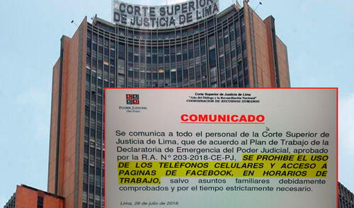 Poder Judicial prohibió el uso de los celulares a todos los trabajadores de dicha sede del Estado elpopular.pe