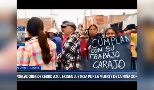 Cientos de pobladores del distrito de Cerro Azul, Cañete protestan por muerte de Xohana elpopular.pe