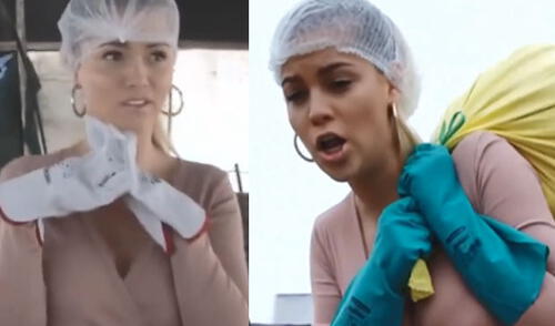 Brunella Horna se convierte por un día en criadora de cerdos elpopular.pe