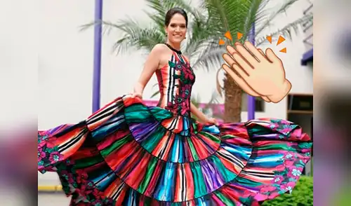 Para su participación en “La Boda del Año”, la comunicadora eligió un colorido vestido con bordados elpopular.pe