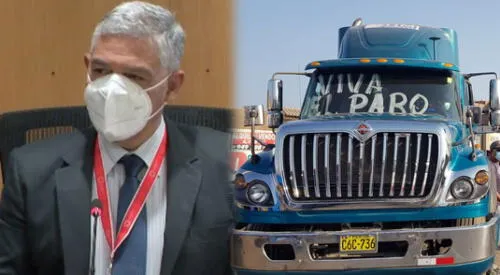 José Elice lideró conferencia de prensa en el cuarto día de paro nacional de transportistas. elpopular.pe