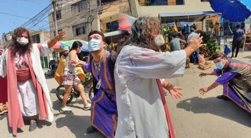 'Cristo Cholo' escenifica pasaje bíblico por Viernes Santo. elpopular.pe