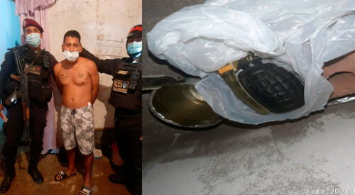 El detenido y la granada hallada por la PNP elpopular.pe