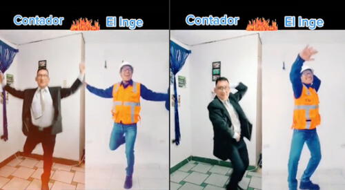 Peculiar baile del contador y el ingeniero se viralizó en las redes sociales. elpopular.pe