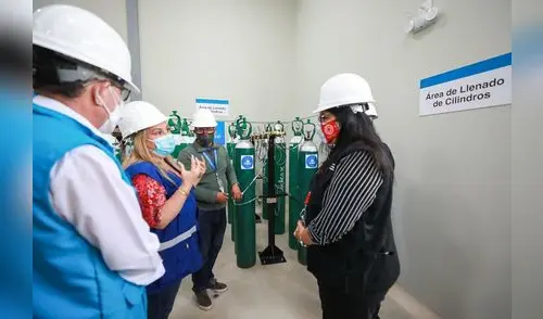 Fiorella Molinelli estuvo presidiendo la inauguración de la nueva planta de oxígeno que salvará vidas de pacientes COVID-19. elpopular.pe