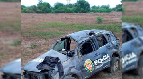 El vehículo policial terminó averiado elpopular.pe