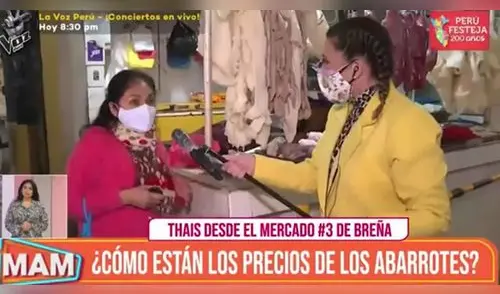 Señora se quiebra ante Thais Casalino por el alza de precios. elpopular.pe