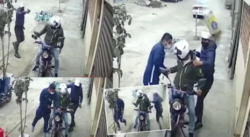 Cámaras de seguridad captaron el robo frustrado a motorizado. elpopular.pe