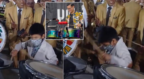 Peculiar escena del pequeño músico se hizo viral en las redes sociales. elpopular.pe