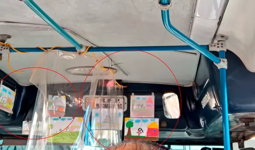 El hombre quiso mostrar a sus usuarios del bus los tiernos dibujos de sus niños. Foto: captura de Facebook elpopular.pe