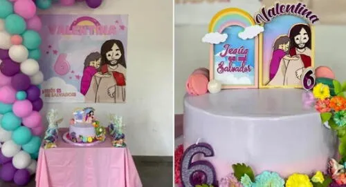 La madre tuvo que ingeniárselas para hacer una fiesta con la temática de Jesús que le pidió su hija de 6 años. elpopular.pe