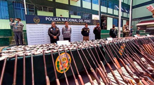 PNP y Sucamec presentaron las armas en la Séptima Macroregión Policial. elpopular.pe