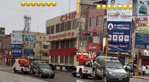 Grúa se llevaba la camioneta de la PNP. elpopular.pe