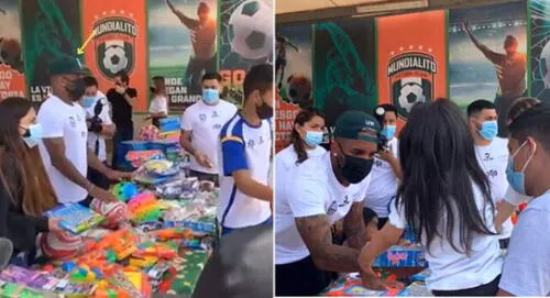 Jefferson Farfán llevó alegría a los niños y niñas de Puente Piedra por Navidad. elpopular.pe