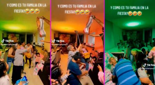 La adulta mayor acabó sobre le mueble cuando todos se lanzaron por los dulces. elpopular.pe