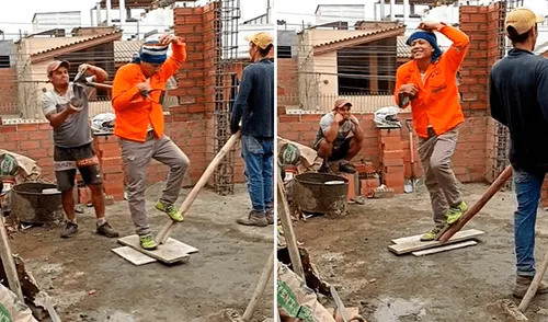 Obreros se vuelven viral al divertirse durante la espera de materiales de construcción. elpopular.pe
