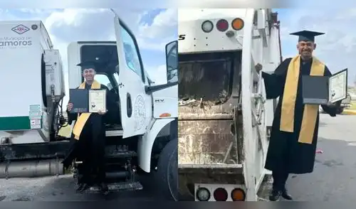 Joven recolector logró graduarse como licenciado en Derecho y lo celebró en camión de basura elpopular.pe