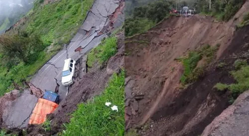 Según lo indicado por las autoridades locales, el tramo de la vía Cajamarca - Ciudad de Dios colapsó por completo. elpopular.pe