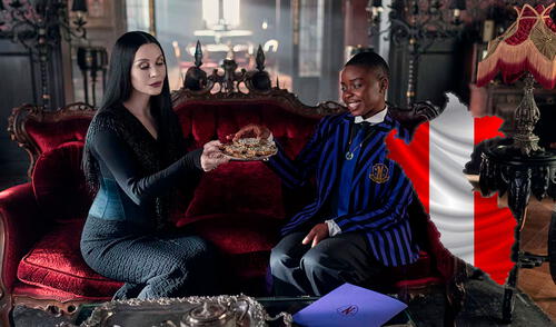 Morticia Addams y Bianca Barclay comparten juntos en la segunda temporada de 'Merlina'. Foto: Netflix elpopular.pe