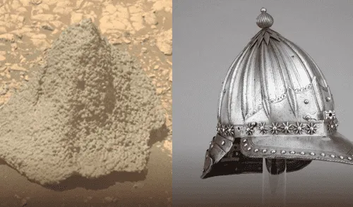 La NASA descubre en Marte una roca con forma de casco rodeada de esférulas. elpopular.pe