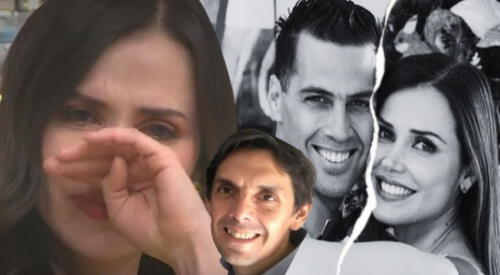 Maju Mantilla llora tras ser descubierta por su esposo Gustavo Salcedo. elpopular.pe