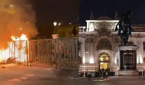 Prenden fuego en las afueras del Congreso durante marcha nacional del 15 de octubre elpopular.pe