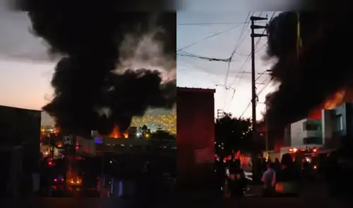 Incendio de gran magnitud consume edificio en Canto Grande en SJL. elpopular.pe