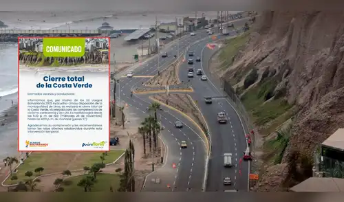 Anuncian cierre de la Costa Verde durante este jueves 27 de noviembre por los Juegos Bolivarianos 2025. elpopular.pe