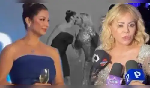 Karla Tarazona y Gisela Valcárcel se saludaron de besito en la preventa de Panamericana TV. elpopular.pe