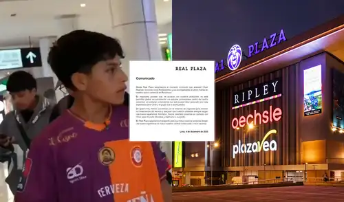 Real Plaza sacó un comunicado tras lo sucedido con 'Pol Deportes' en uno de sus locales. Foto: composición EP/Real Plaza elpopular.pe