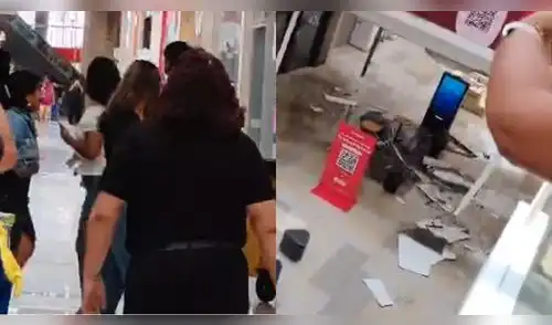 Cae techo del Mallplaza Bellavista y asusta a personas. elpopular.pe