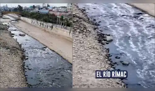 Río Rímac se tiñe de negro y Defensoría del Pueblo advierte contaminación que afecta agua de Lima. elpopular.pe