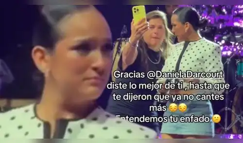 Daniela Darcourt es retirada del escenario y ella se molesta. elpopular.pe