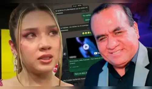 Claudia Salazar rompe en llanto al mostrar chats de acoso de César Sánchez en La Bella Luz. elpopular.pe