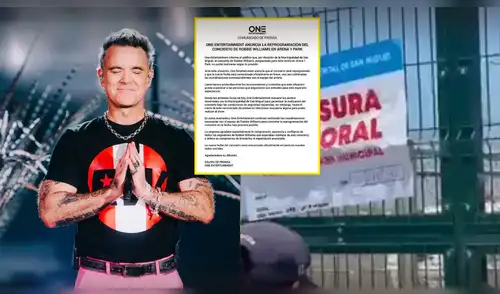 Productora One Entertainment ROMPE SU SILENCIO tras CANCELACIÓN de concierto de Robbie Williams en Arena 1. elpopular.pe