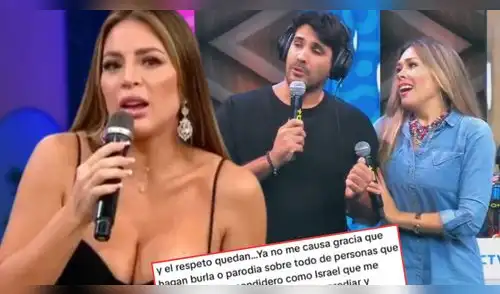 Sheyla Rojas reacciona a broma de Israel Dreyfus y Luciana Roy imitándola. elpopular.pe
