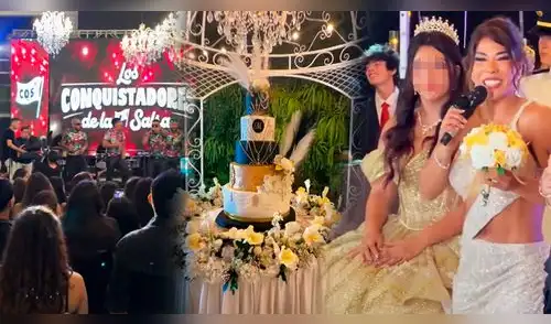 Karen Dejó se emocionó en los 15 años de su hija. elpopular.pe