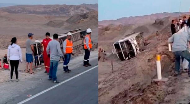 Ica: bus Palomino se despista y vuelca en la Panamericana Sur y deja 1 muerto y 20 heridos