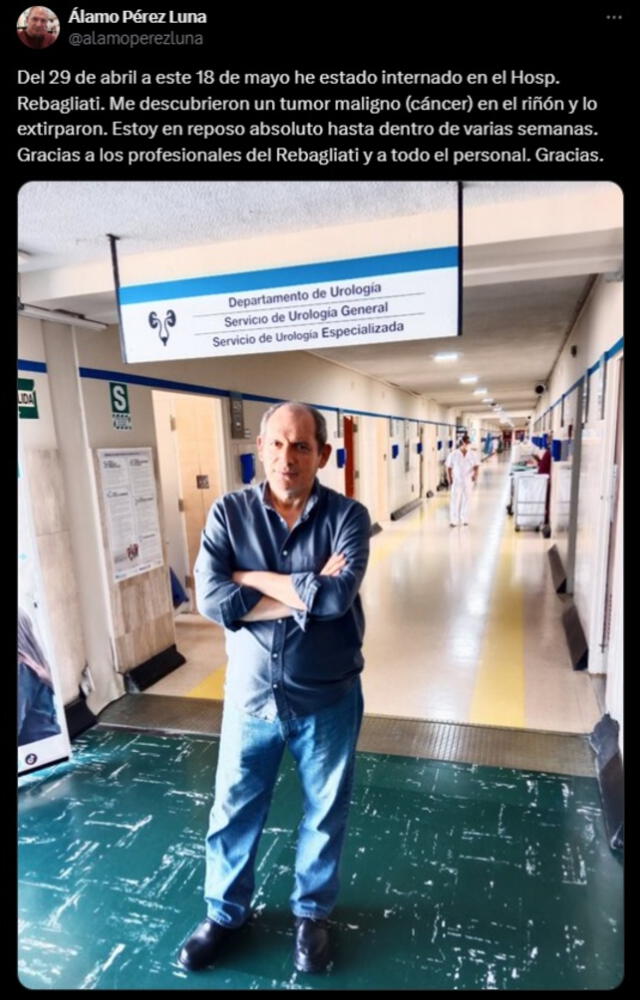 Álamo Pérez Luna fue intervenido en mayo del 2024 por tumor maligno.
